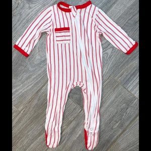 Kyte Baby Zippered Footie - Crimson Stripe